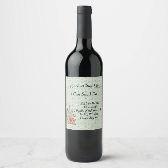 Rótulo De Garrafa De Cerveja Rótulo de Vinho Solicitando Dama de Honra Lt Verde (Frente)