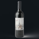 Rótulo De Garrafa De Cerveja Rótulo de Vinho Torre Eiffel Paris França – Elegan<br><div class="desc">Rótulo de Vinho Torre Eiffel Paris França – Design Elegante e Romântico de Viagem</div>