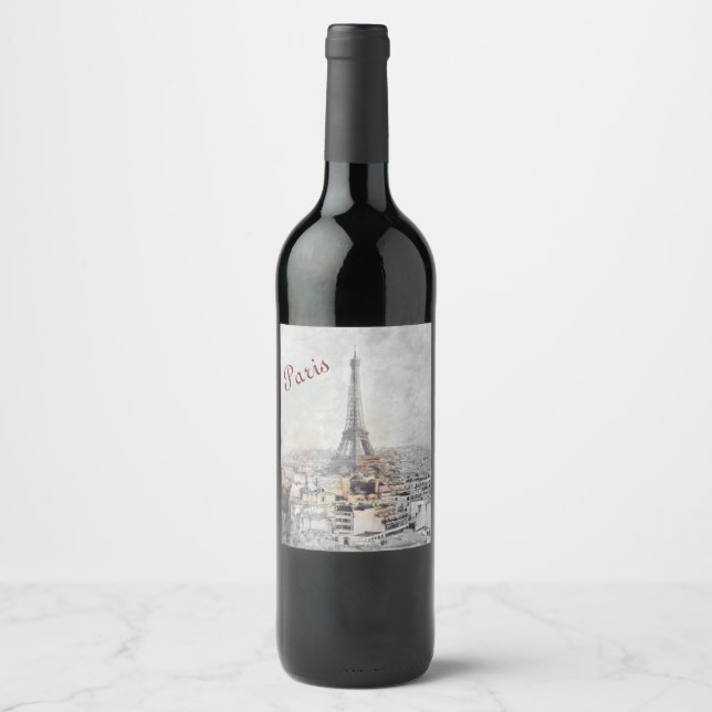 Rótulo De Garrafa De Cerveja Rótulo de Vinho Torre Eiffel Paris França – Elegan (Frente)
