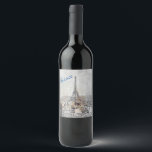 Rótulo De Garrafa De Cerveja Rótulo de Vinho Torre Eiffel Paris França - Elegan<br><div class="desc">Rótulo de Vinho Torre Eiffel Paris França – Design Sofisticado de Lembrança de Viagem</div>