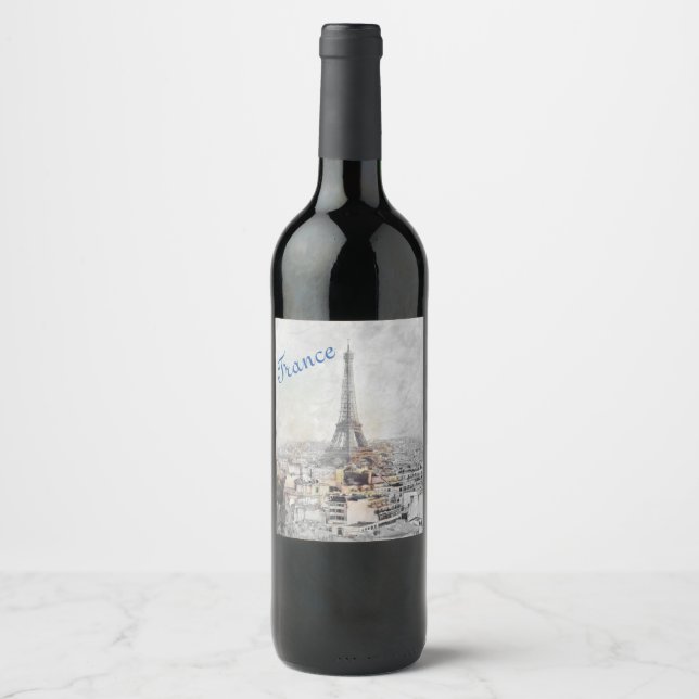 Rótulo De Garrafa De Cerveja Rótulo de Vinho Torre Eiffel Paris França – Elegan (Frente)
