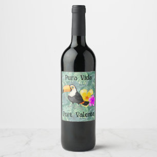 Rótulo De Garrafa De Cerveja Rótulo de Vinho Tropical Toucan Pura Vida