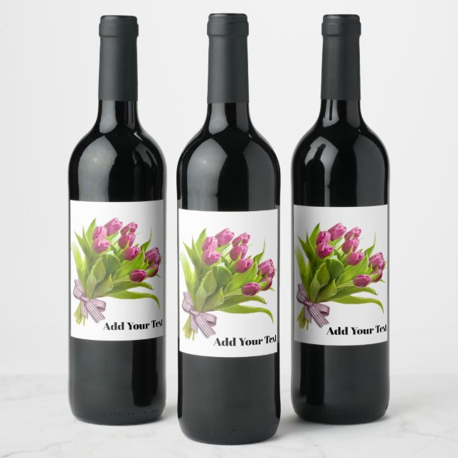 Rótulo De Garrafa De Cerveja Rótulo de Vinho Tulipa Rosa (Garrafas)