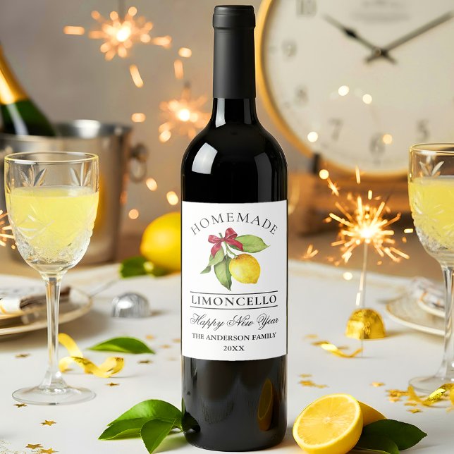 Rótulo De Garrafa De Cerveja Rótulo do Frasco de Ano Novo da Aquarela Limoncell (Customize to change text size or text style.)