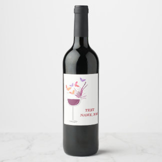Rótulo De Garrafa De Cerveja RÓTULO DO VINHO - borboleta, vinho tinto