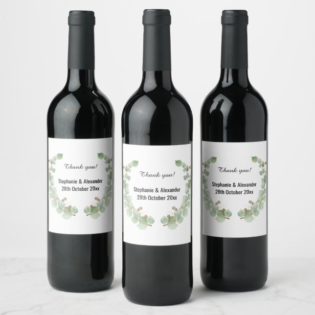 RÓTULO DE GARRAFA DE CERVEJA RÓTULO DO VINHO BOTÂNICO EUCALYPTUS WREATH (Garrafas)