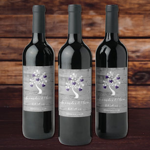 Rótulo De Garrafa De Cerveja Rótulo do Vinho de Casamento da Árvore Roxa do C