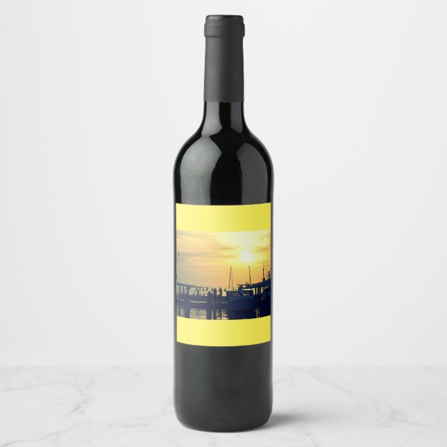 Rótulo De Garrafa De Cerveja Rótulo do Vinho de Pier de Pesca (Frente)