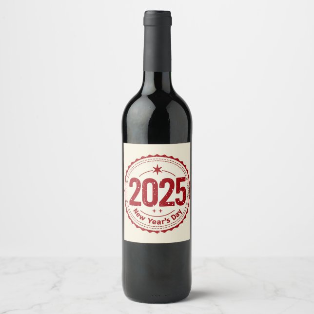 Rótulo De Garrafa De Cerveja Rótulo do Vinho do Dia do ano novo 2025 (Frente)