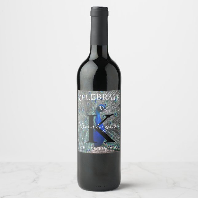 RÓTULO DE GARRAFA DE CERVEJA RÓTULO DO VINHO FOTOGRÁFICO PEACOCK (Frente)