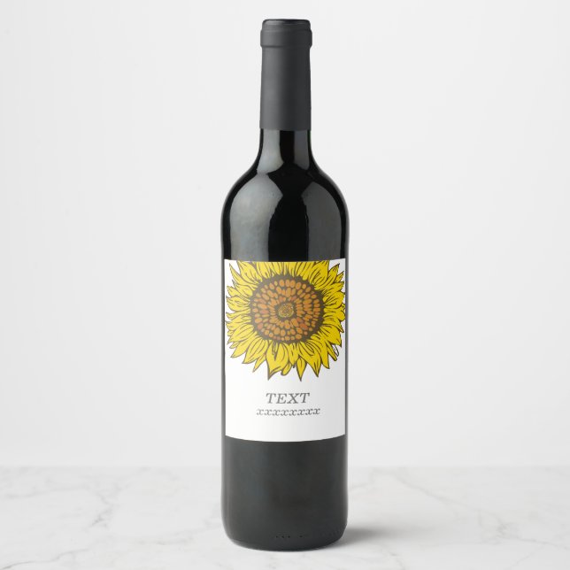 Rótulo De Garrafa De Cerveja RÓTULO DO VINHO - girassol floral do boho (Frente)