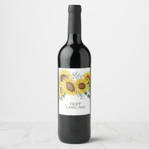 Rótulo De Garrafa De Cerveja RÓTULO DO VINHO - girassol floral do boho