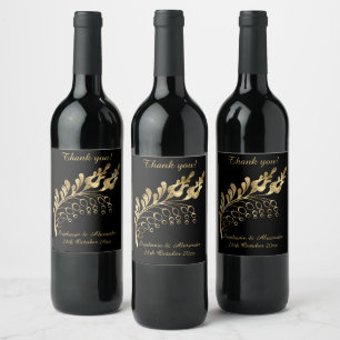 RÓTULO DE GARRAFA DE CERVEJA RÓTULO DO VINHO PERSONALIZÁVEL NEGRO DE FOLHA DO