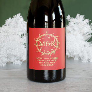 Rótulo De Garrafa De Cerveja Rótulo do Vinho Vermelho e Dourado Mistletoe