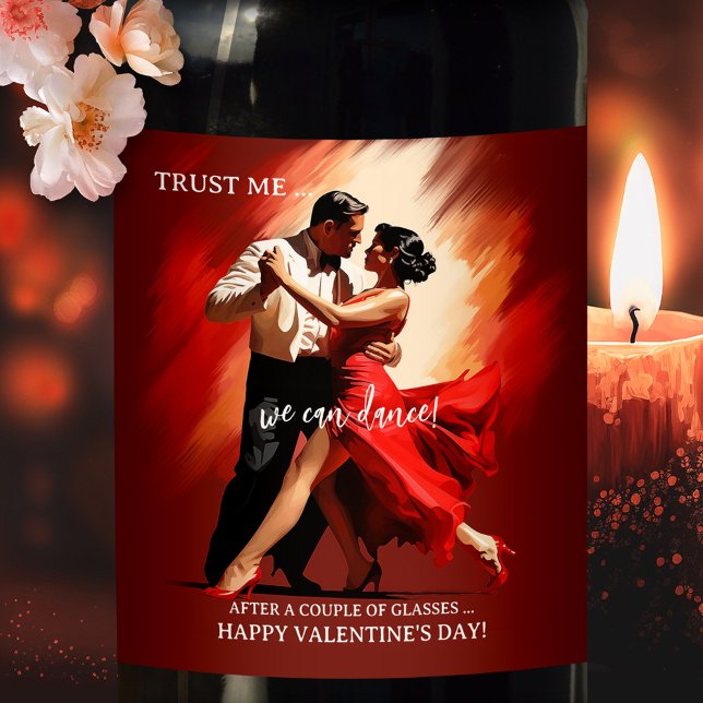 Rótulo De Garrafa De Cerveja Rótulo Engraçado de Dança Romântica (A funny romantic wine label featuring a couple dancing the tango. Great for Valentine's Day )