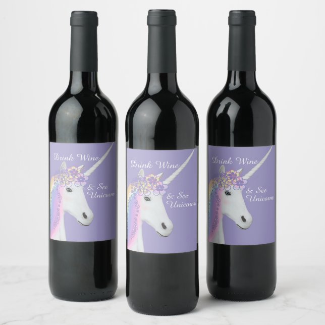 Rótulo De Garrafa De Cerveja Rótulo Funny Unicorn Roxo (Garrafas)