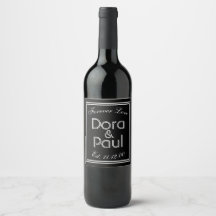 Rótulo Mínimo de Vinho de Deco Preto/Arte Branca