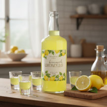 Rótulo Personalizado de Limoncello com Limões Aqua