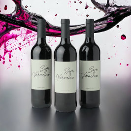 Rótulo De Garrafa De Cerveja Rótulo Romântico de Vinho de Casamento Minimalista