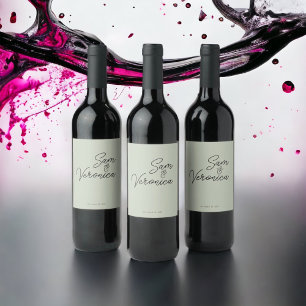 Rótulo De Garrafa De Cerveja Rótulo Romântico de Vinho de Casamento Minimalista