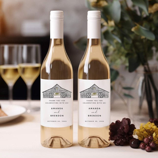 Rótulo De Garrafa De Cerveja Rótulo Rustic Barn Weding Wine (Criador carregado)
