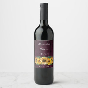 Rótulo De Garrafa De Cerveja Rótulo Rustic Magenta Sunflower Wine