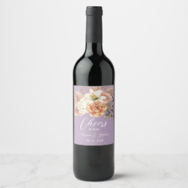 Rótulo De Garrafa De Cerveja Rótulo Rustic Peach Floral Weding Wine