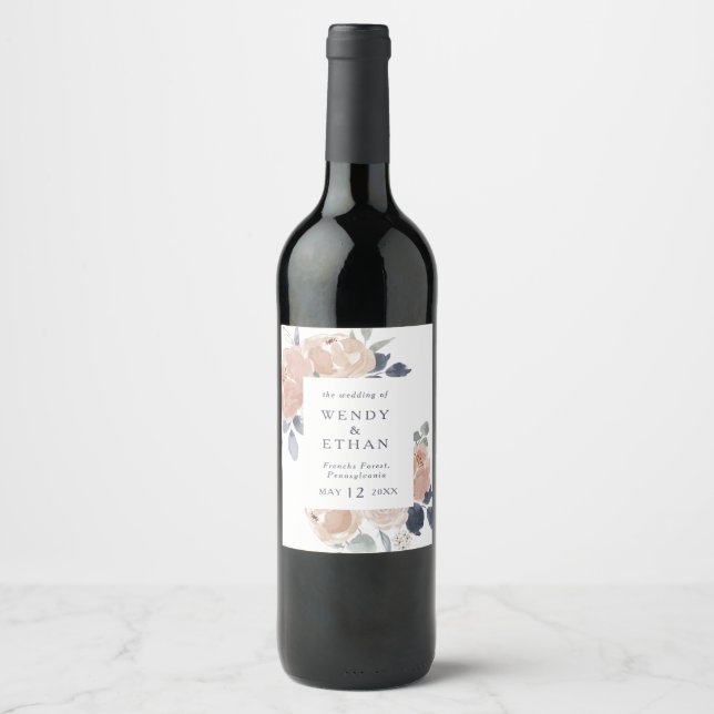 Rótulo De Garrafa De Cerveja Rótulo Simples De Vinho De Casamento Floral Russo (Frente)