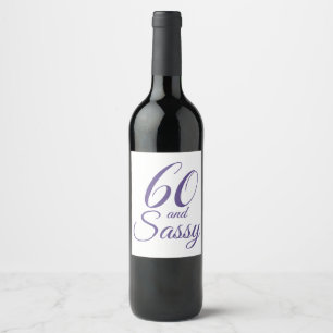 Rótulo De Garrafa De Cerveja Roxo 60 e aniversário Sassy