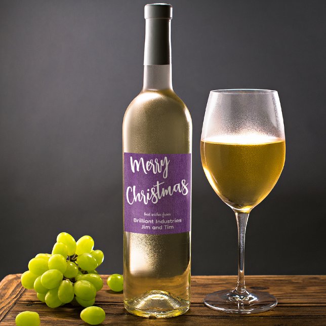 Rótulo De Garrafa De Cerveja Roxo Denim Script Branco, Nome da Empresa Conjunto (Criador carregado)