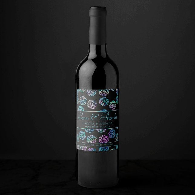 Rótulo De Garrafa De Cerveja RPG Dice | Holo Fantasy Tabletop PnP Gamer Persona (Criador carregado)