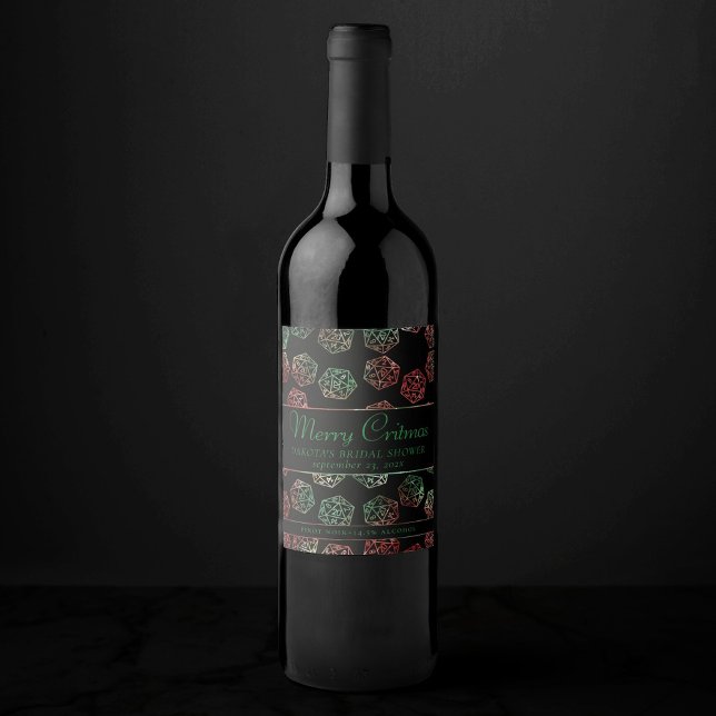 Rótulo De Garrafa De Cerveja RPG Dice | XMAS Fantasy Tabletop Gamer Personaliza (Criador carregado)