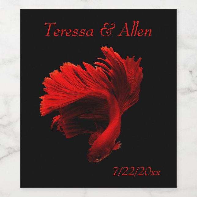 Rótulo De Garrafa De Cerveja Ruby Red Siamese Fighting Fish (Rótulo Único)