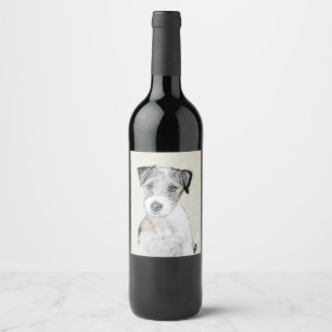 Rótulo De Garrafa De Cerveja Russell Terrier Rough Painting - Arte Original de