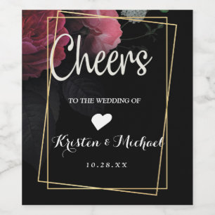 Rótulo De Garrafa De Cerveja Russo Floral Burgundy