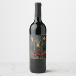 Rótulo De Garrafa De Cerveja Rustic Christmas moose deer boho woodland forest