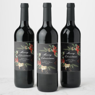 Rótulo De Garrafa De Cerveja Rustic Christmas Wine Label
