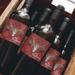 Rótulo De Garrafa De Cerveja Rustic Country Reindeer Skull & Garland Natal