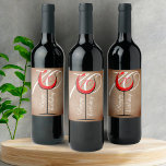 Rótulo De Garrafa De Cerveja Rustic Red Wine Glass Script 70th Birthday<br><div class="desc">Rustic Red Wine Glass Script 70th Birthday Wine Label. The design has an abstract red wine glass with an age number in it and the age in white color on the background. Background is beige rustic old paper texture. You can change the age. Great for a woman or a man...</div>