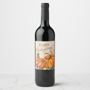Rótulo De Garrafa De Cerveja Rustic Thankand Pumpkins
