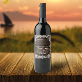 Rótulo De Garrafa De Cerveja Rustic Wood and Lace Weding Obrigado