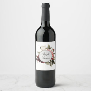 Rótulo De Garrafa De Cerveja Saco de Favor Bouquet de Peônia Burgundy & Blush