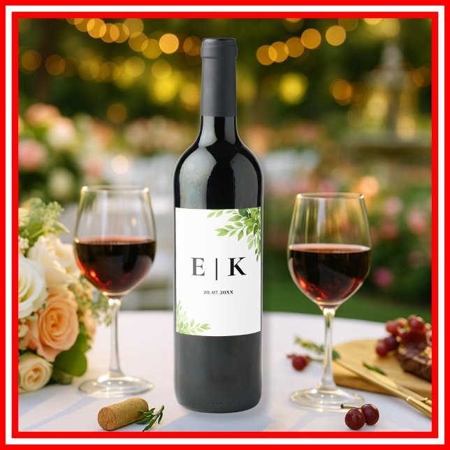 Rótulo De Garrafa De Cerveja Sage Green deixa Greenery Monograma Casado (Criador carregado)