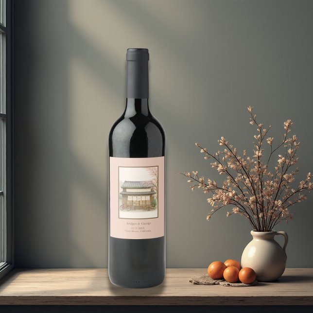 Rótulo De Garrafa De Cerveja sakura - prato tradicional de chá - destino (Criador carregado)