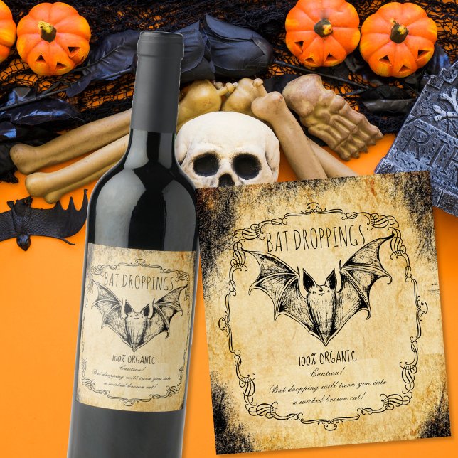Rótulo De Garrafa De Cerveja Sala de boticário halloween vintage Fezes de morce (Criador carregado)
