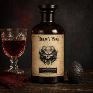 Rótulo De Garrafa De Cerveja Sangue de Dragão: Libere a Magia com Este Místico
