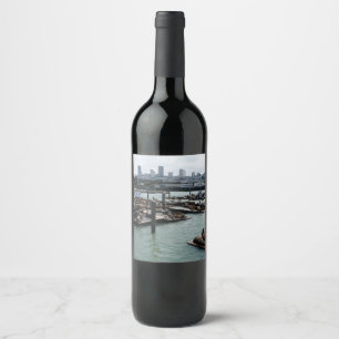Rótulo De Garrafa De Cerveja São Francisco e Pier 39 Sea Lions City Skyline