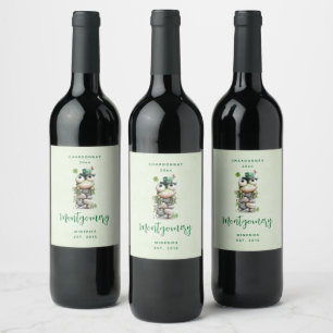 Rótulo De Garrafa De Cerveja Sapo com Chapéu Verde e Trevo Produção de Vinho Fo