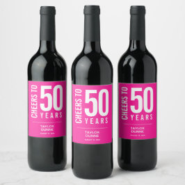 Rótulo De Garrafa De Cerveja Saúde a 50 anos rosa