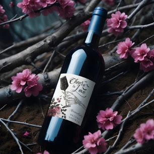 Rótulo De Garrafa De Cerveja Saúde para Amar o Skeleton Palavra Gótica Floral